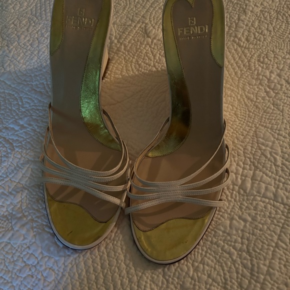 Fendi wedge sandals cream size 39 ( Authentic) - Picture 6 of 8